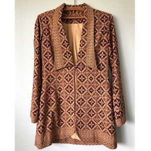 Elegant Silk Jacket with Batik Print